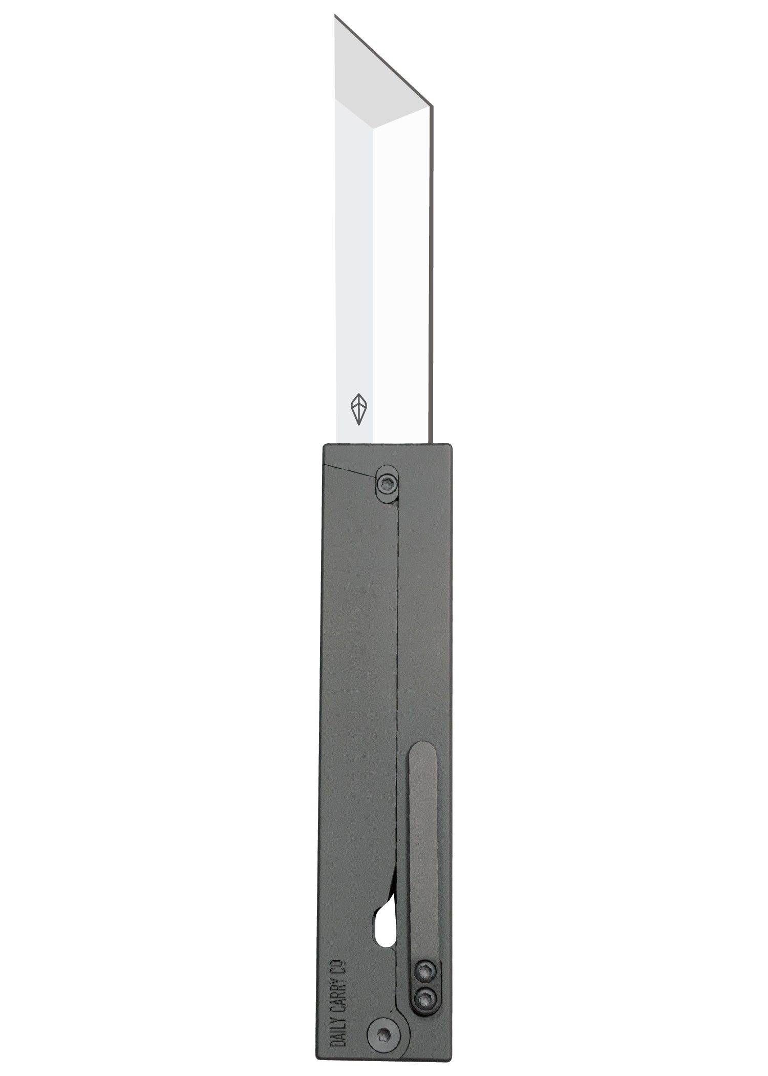 Parachute Pro gravity knife – blade deployed, side profile

